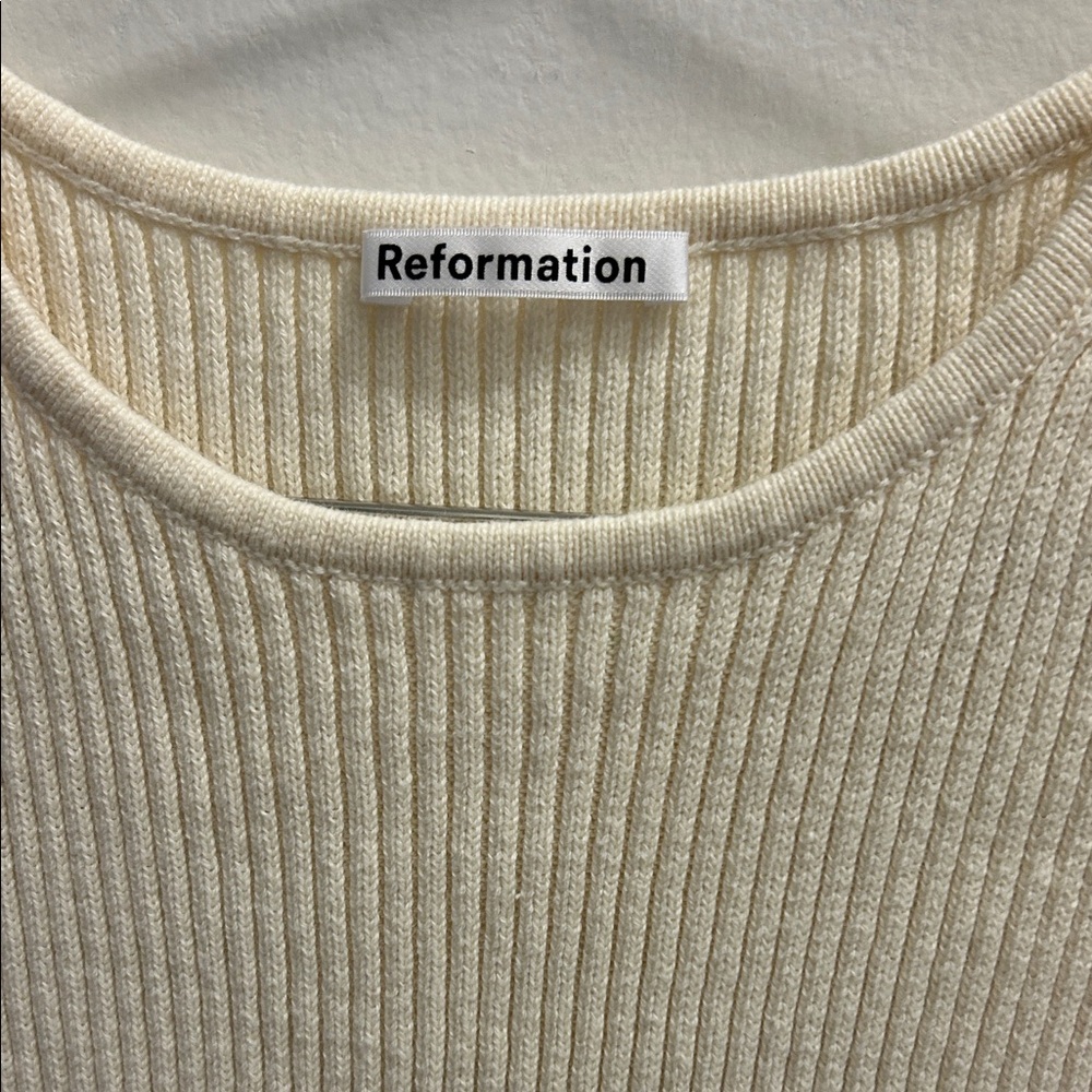 Reformation Ivory Ribbed Tank Top - Picture 2 of 5